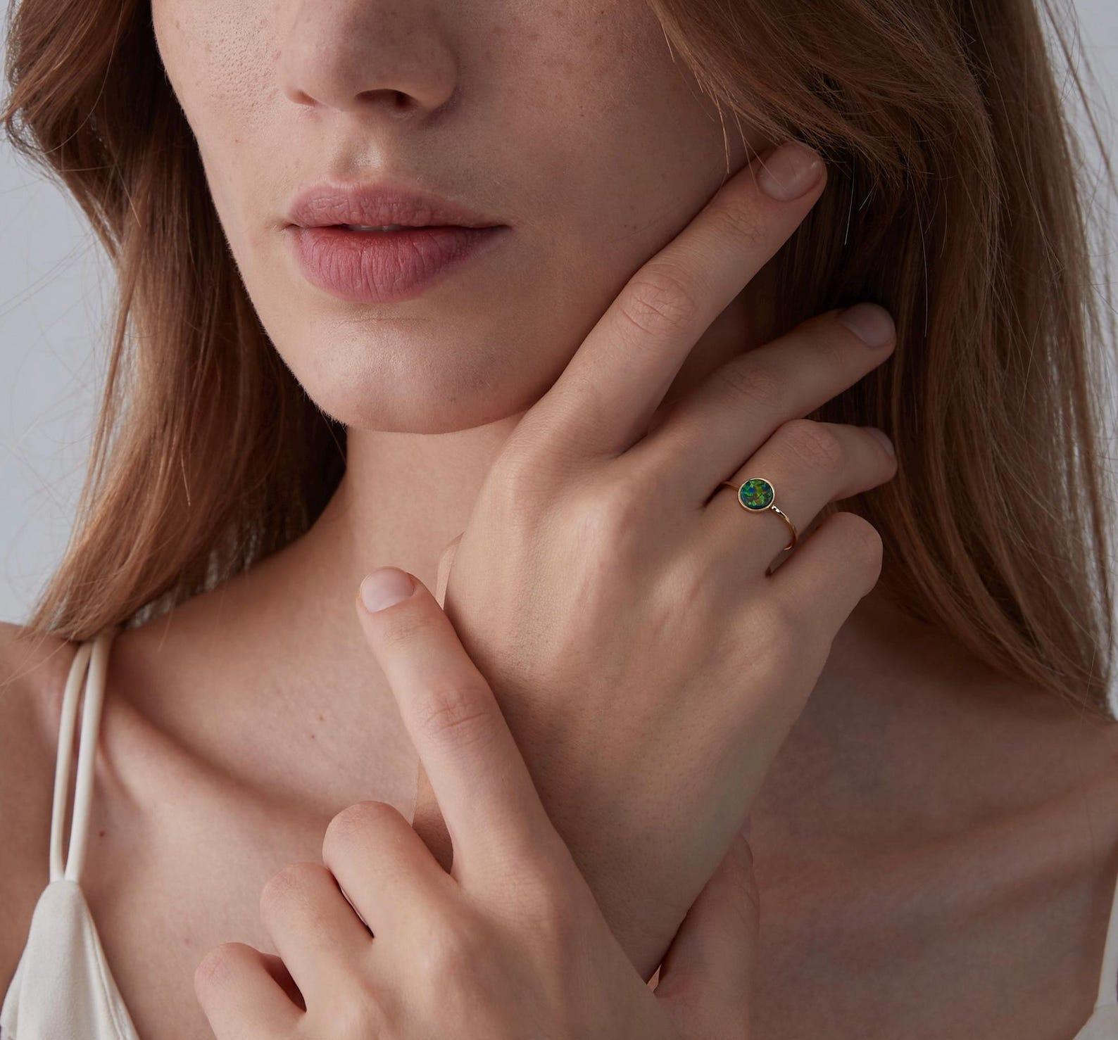 Natural Opal Stacking Ring in Gold