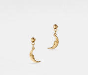 Gold Crescent Moon Drop Earrings