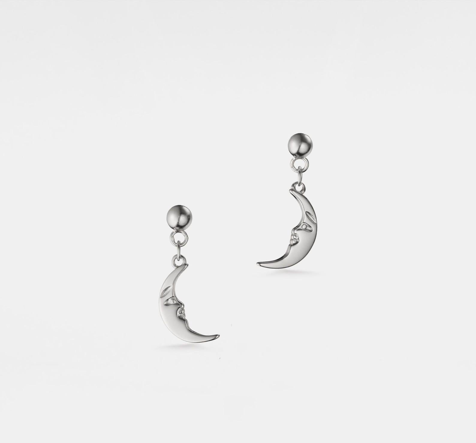 Gold Crescent Moon Drop Earrings