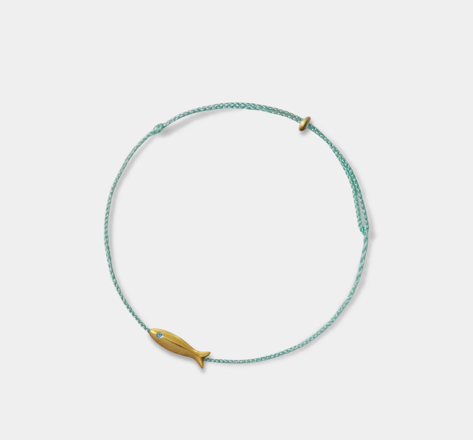 Gold Fish Charm Braided Rope Anklet