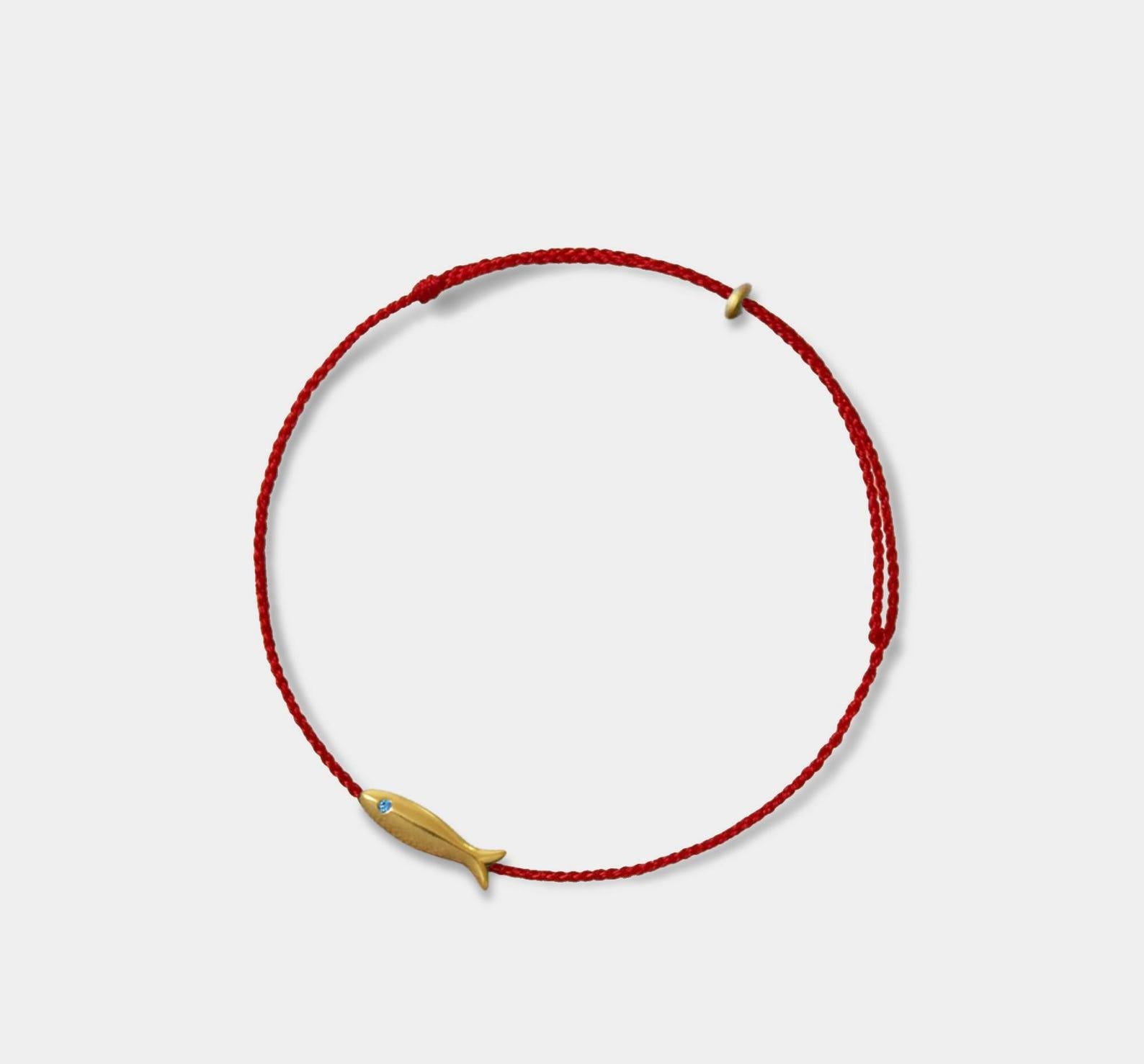 Gold Fish Charm Braided Rope Anklet