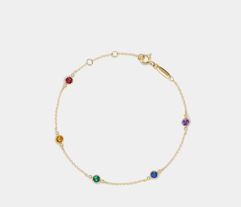 Gold Five Birthstone Bracelet for Friends