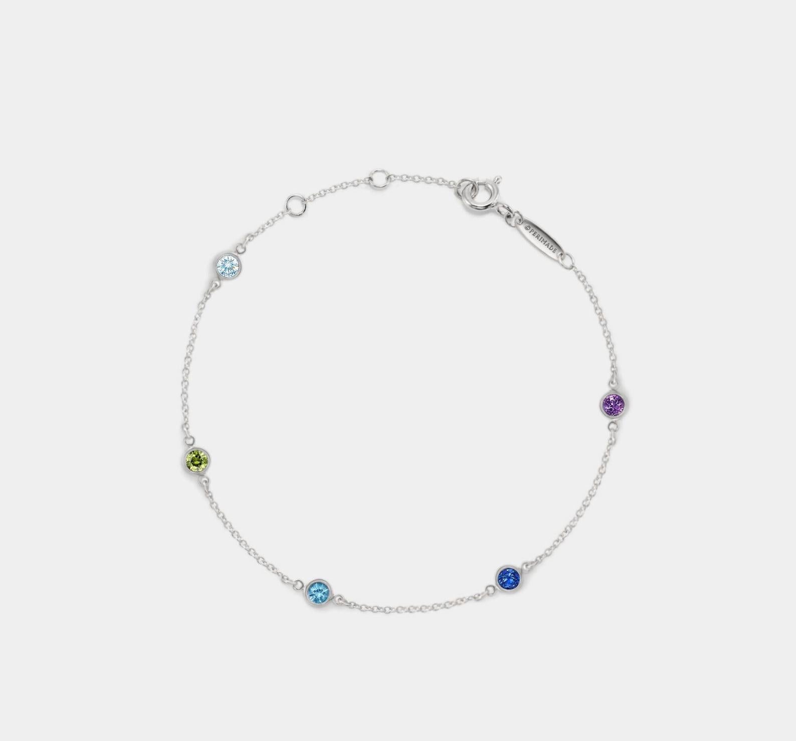 Gold Five Birthstone Bracelet for Friends