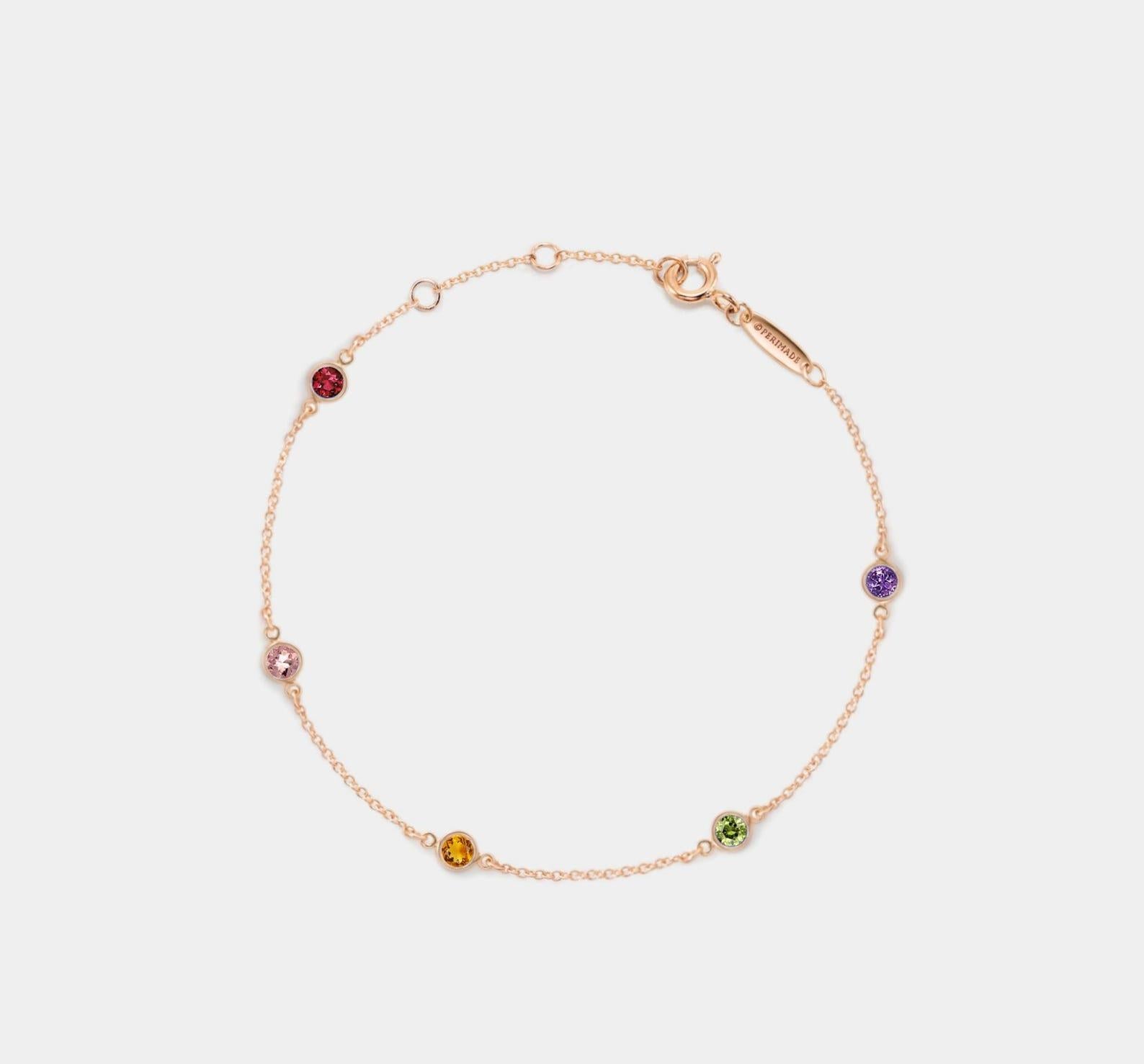 Gold Five Birthstone Bracelet for Friends