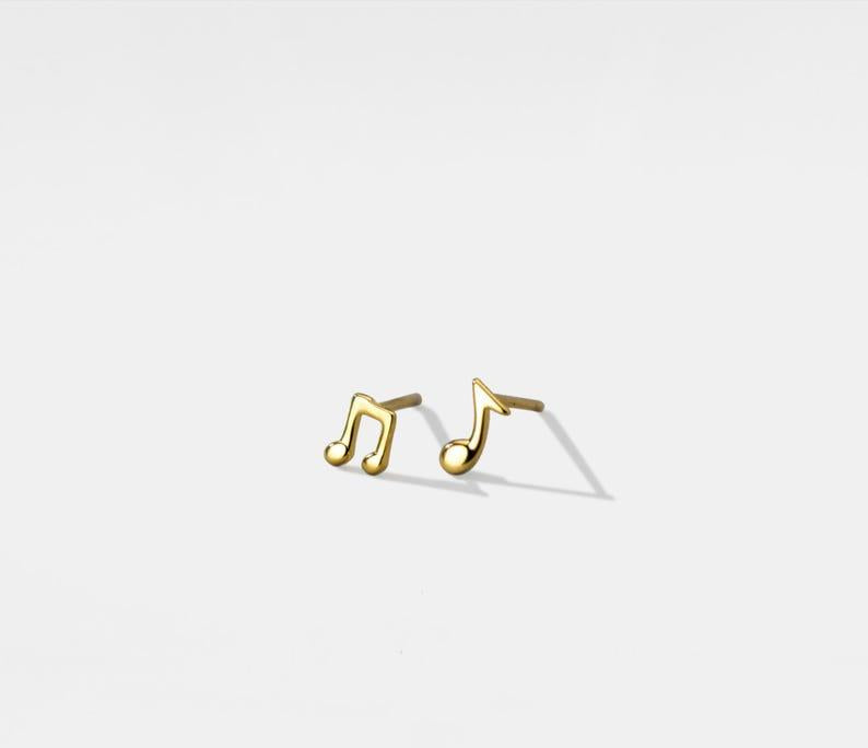 Sterling Silver Musical Note Stud Earrings