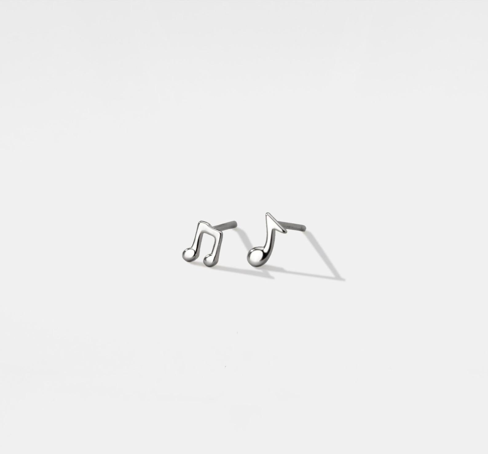 Sterling Silver Musical Note Stud Earrings