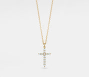 Gold Moissanite Cross Necklace for Weddings