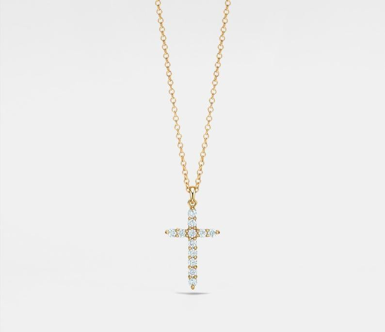 Gold Moissanite Cross Necklace for Weddings