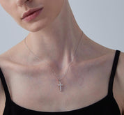 Gold Moissanite Cross Necklace for Weddings