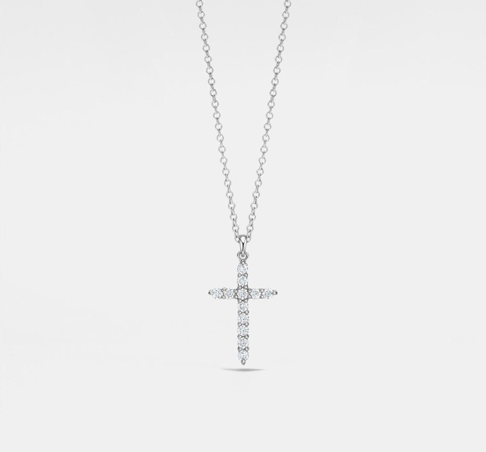 Gold Moissanite Cross Necklace for Weddings