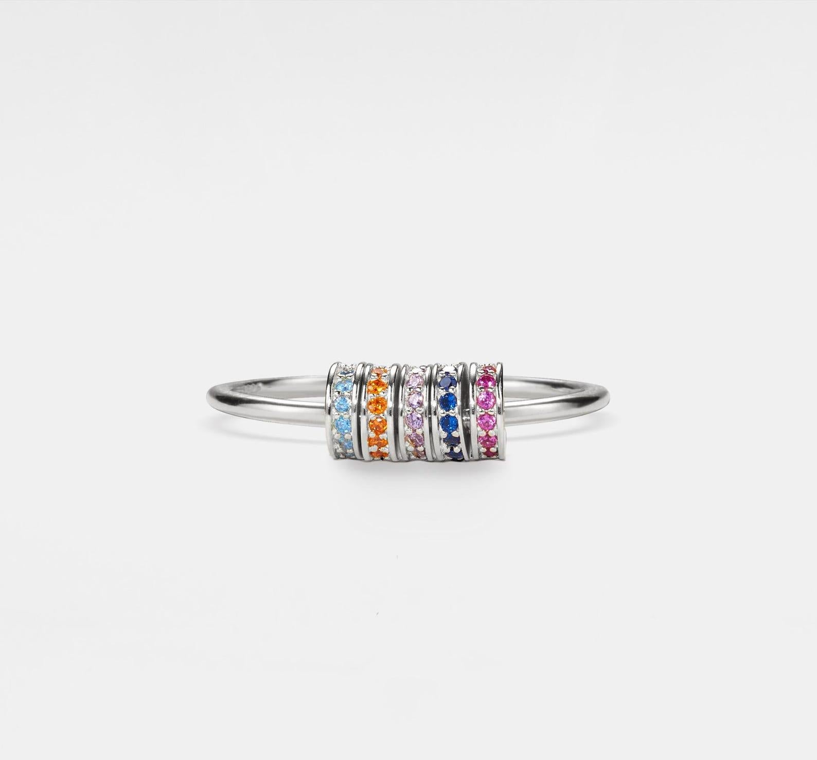 Rainbow Bead Fidget Spinner Ring