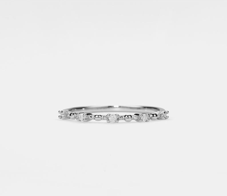 Thin Moissanite Band Ring in Sterling Silver