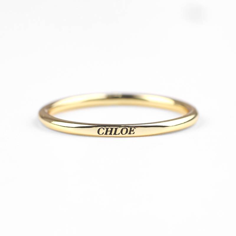 Tiny Stackable Sterling Silver Name Ring