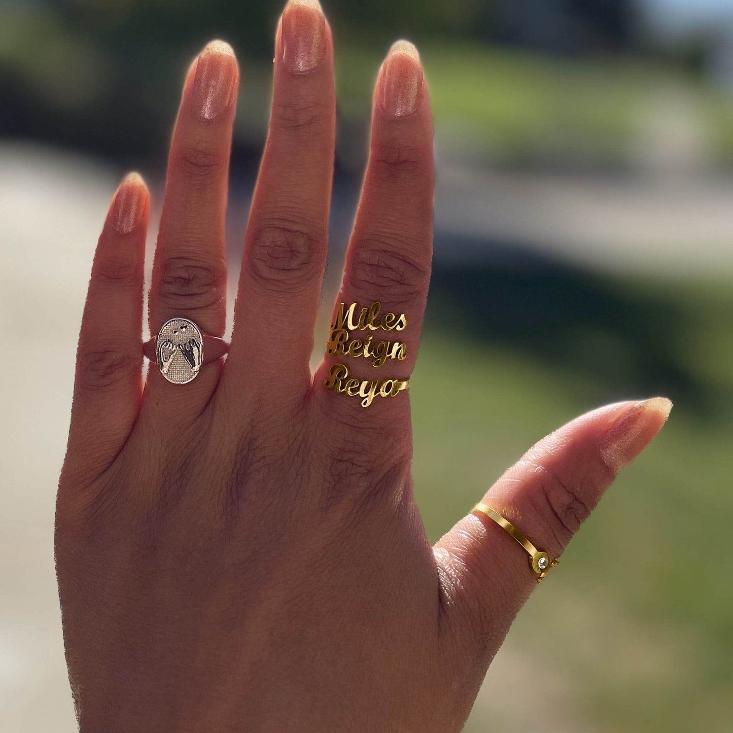 Personalized Triple Name Ring