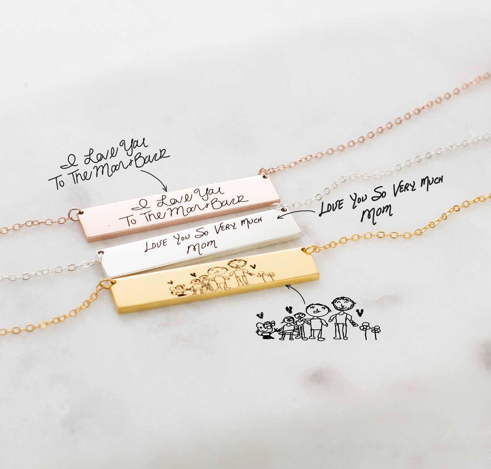 Personalized Handwriting Bar Necklace