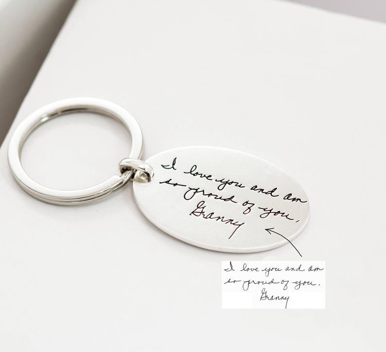 Engraved Handwriting Quote Keychain