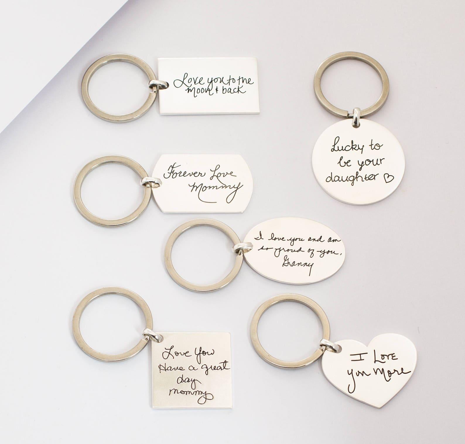 Engraved Handwriting Quote Keychain