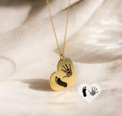 Engraved Baby Footprint Necklace Gift