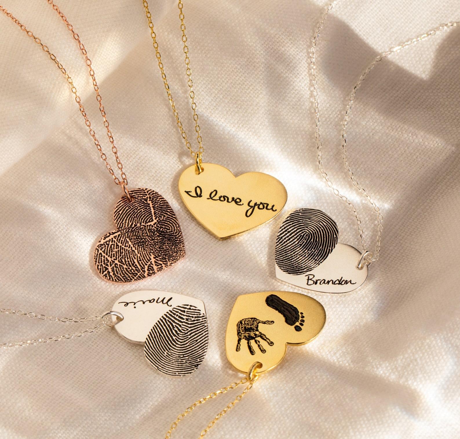 Engraved Baby Footprint Necklace Gift