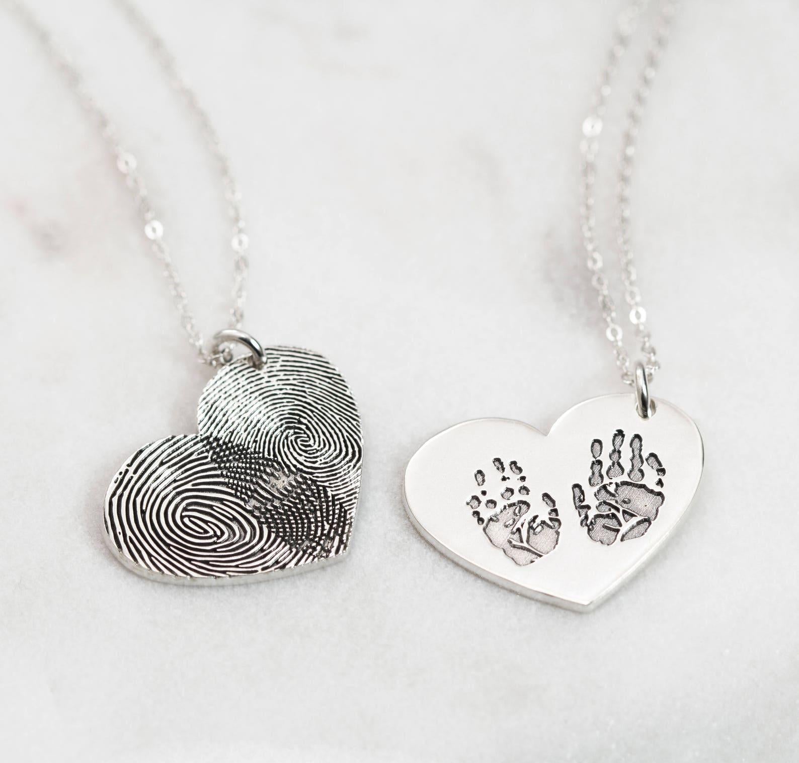 Engraved Baby Footprint Necklace Gift