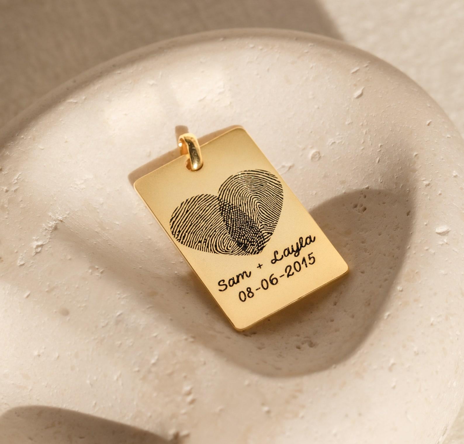 Personalized Fingerprint Handwriting Keychain