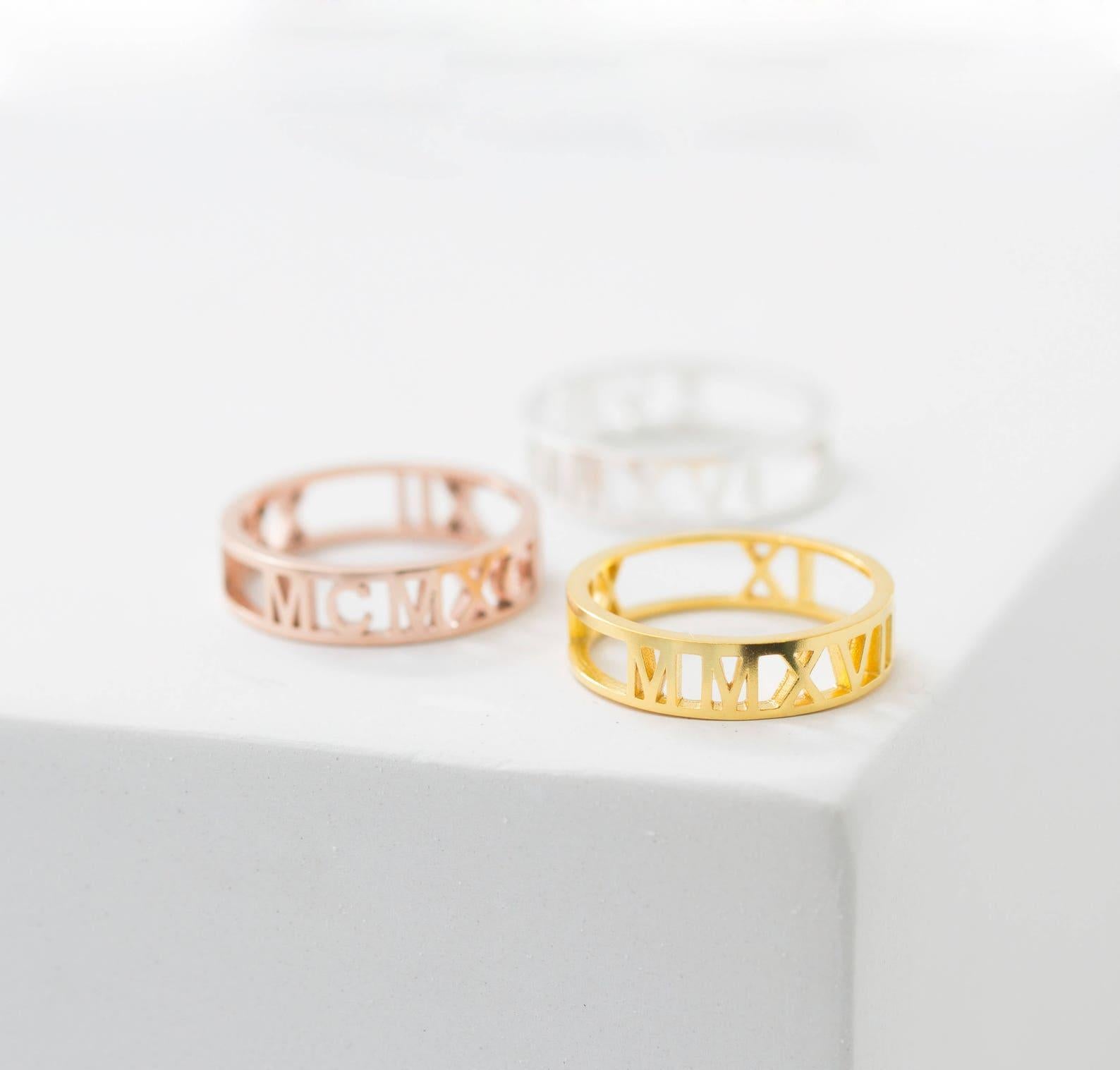 Personalized GPS Coordinates Stacking Ring