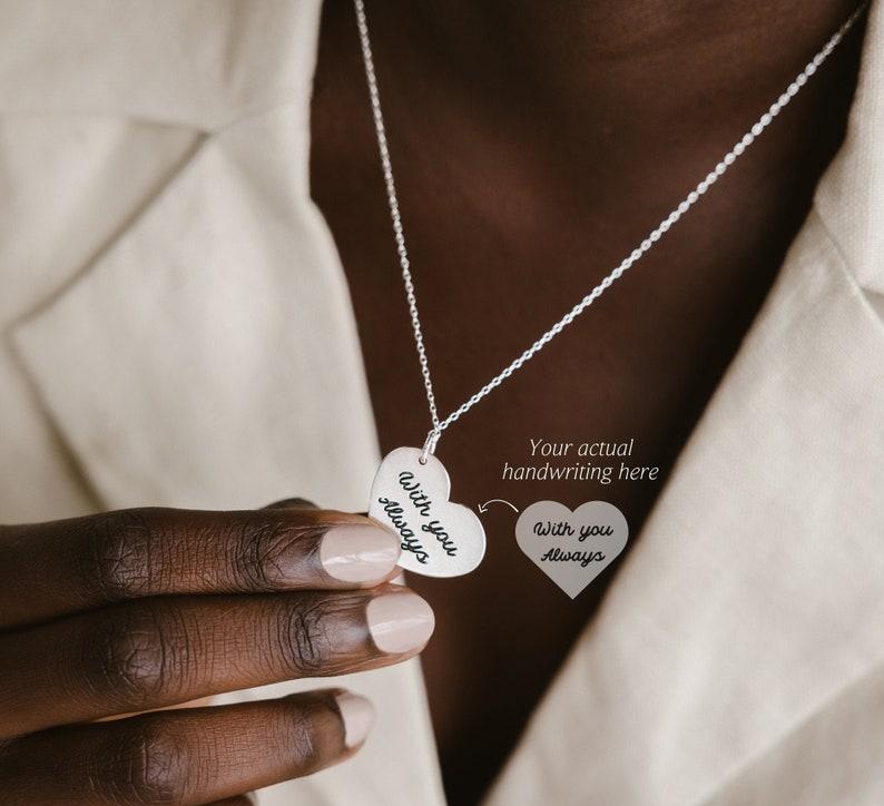 Custom Handwriting Heart Charm Necklace