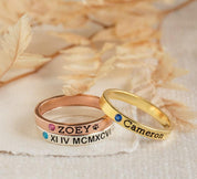 Personalized Birthstone Name Ring