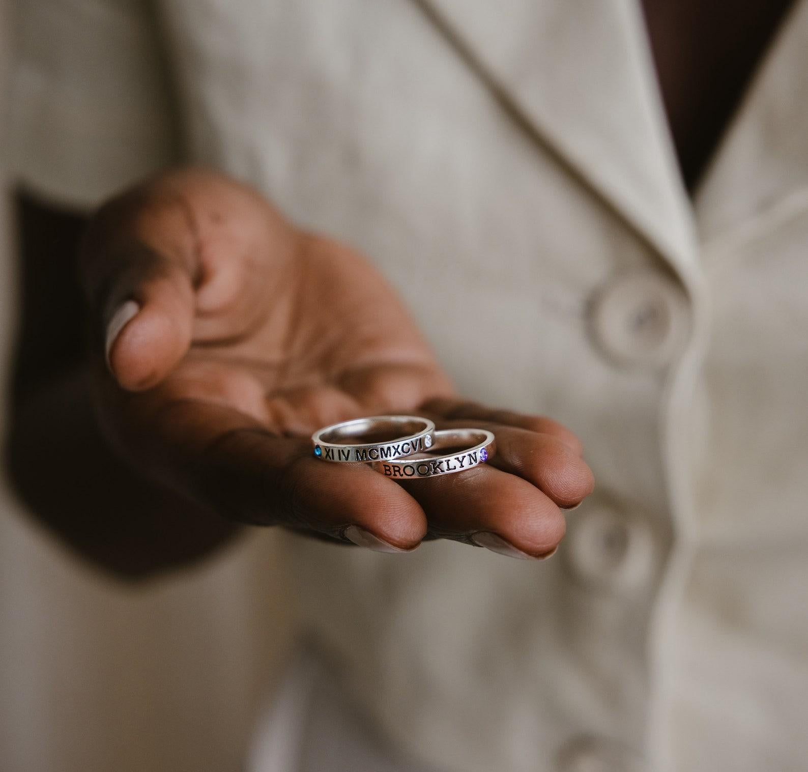 Personalized Birthstone Name Ring