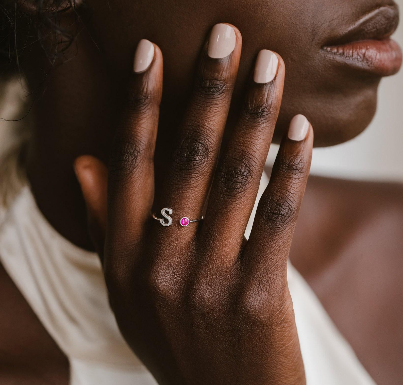 Personalized Sterling Silver Birthstone Ring