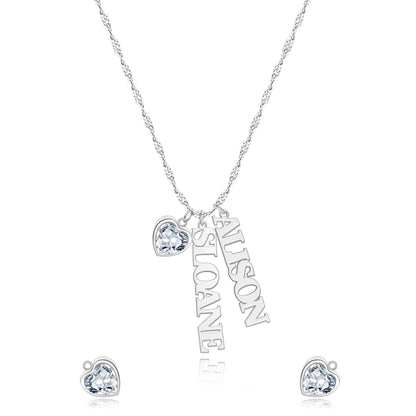 Personalized Singapore Chain Heart Birthstone Necklace