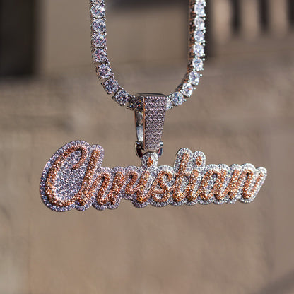 Personalized Two-Tone Script Necklace