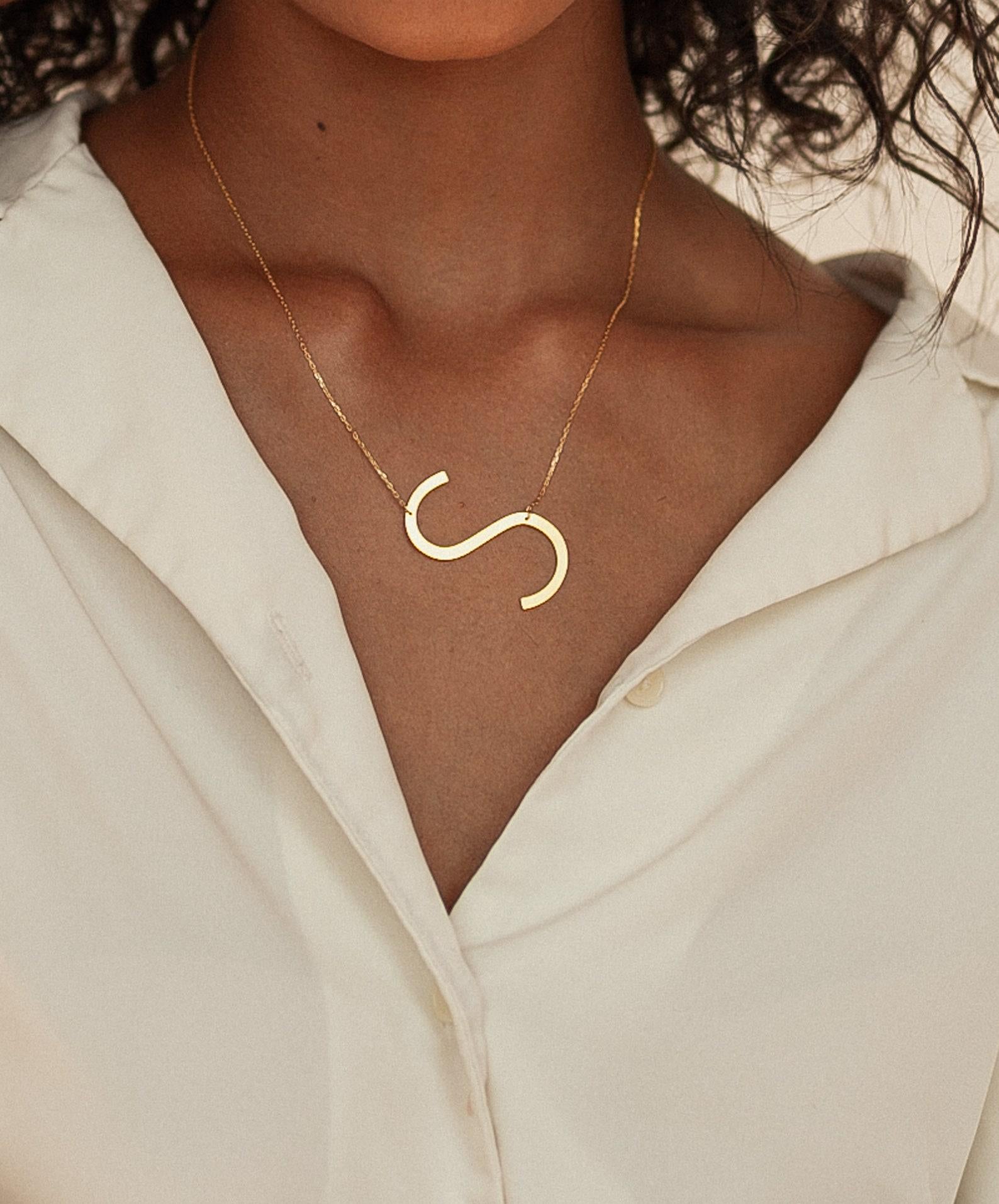 Large Sideways Initial Necklace for Bridesmaids