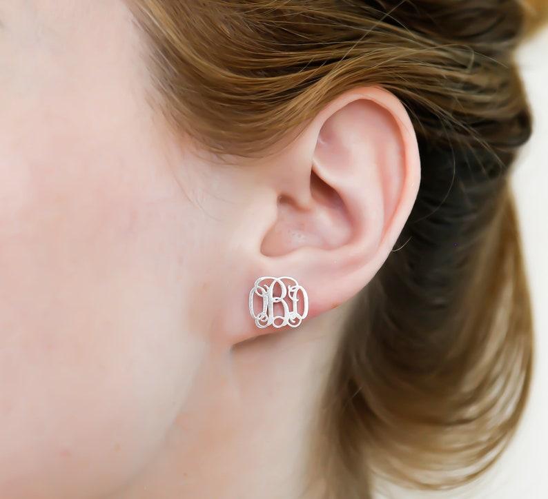 Sterling Silver Monogram Stud Earrings