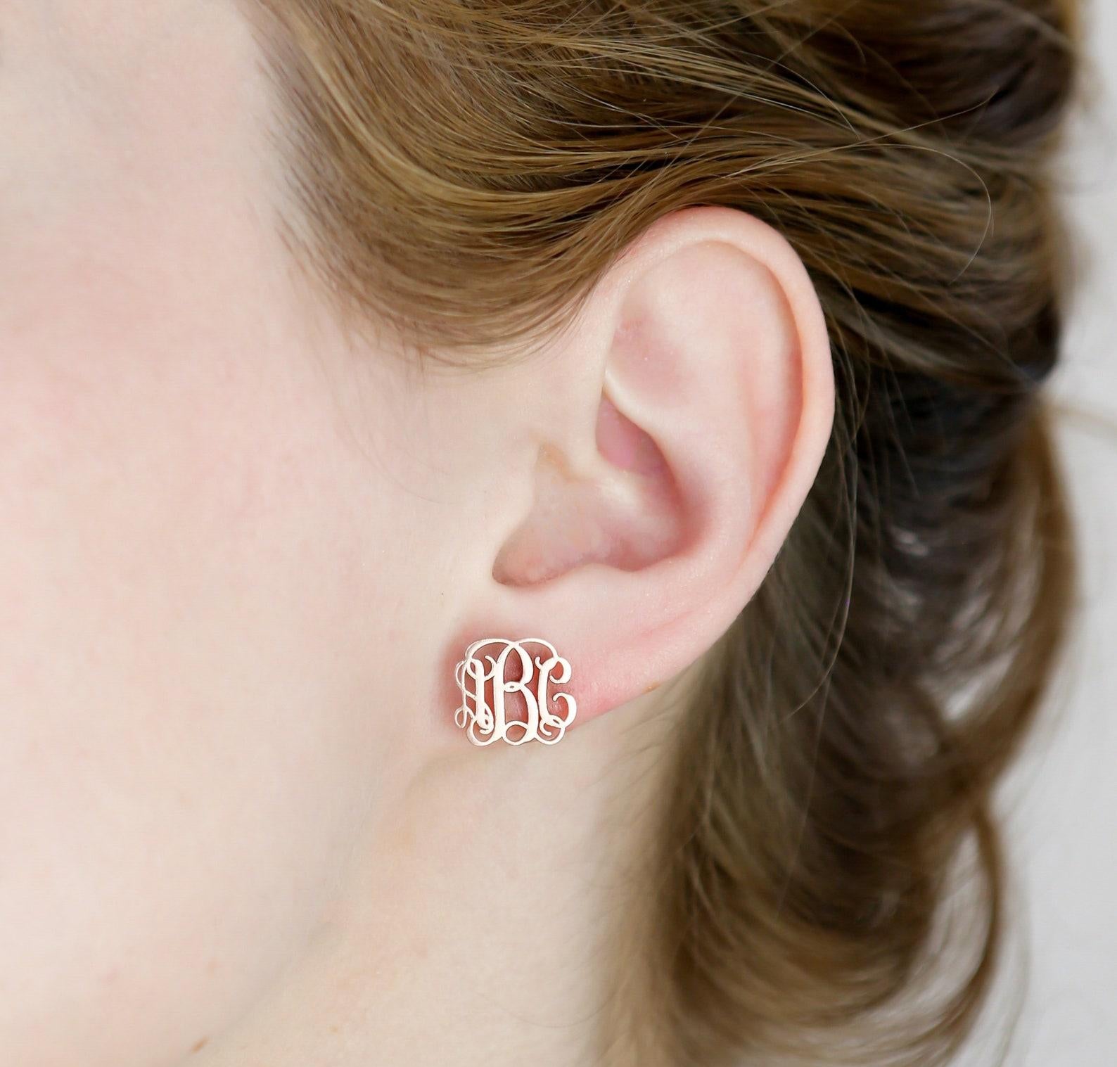 Sterling Silver Monogram Stud Earrings