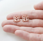 Sterling Silver Monogram Stud Earrings