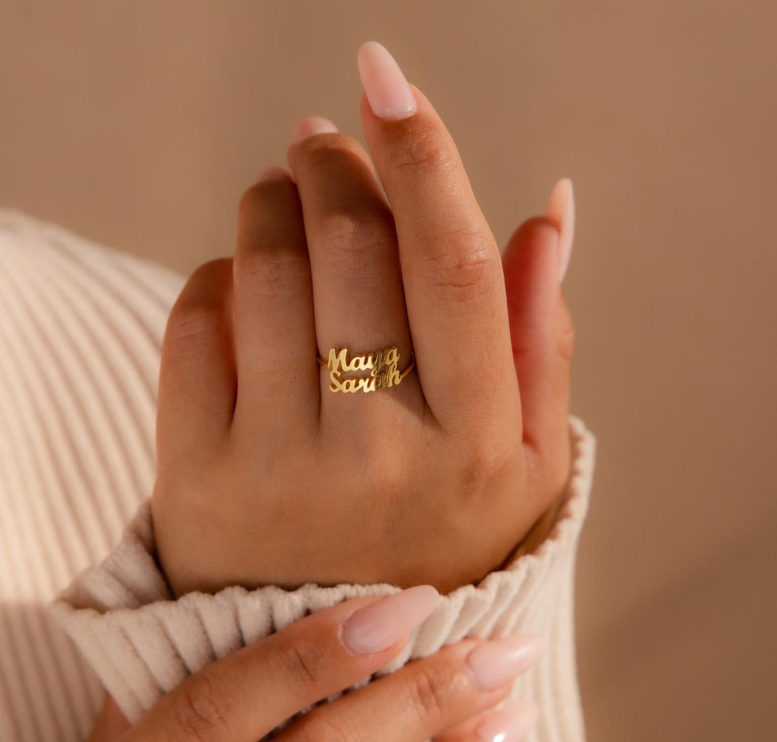 Personalized Double Name Statement Ring