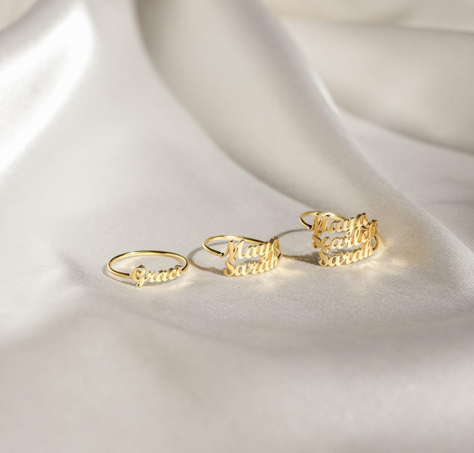 Personalized Double Name Statement Ring