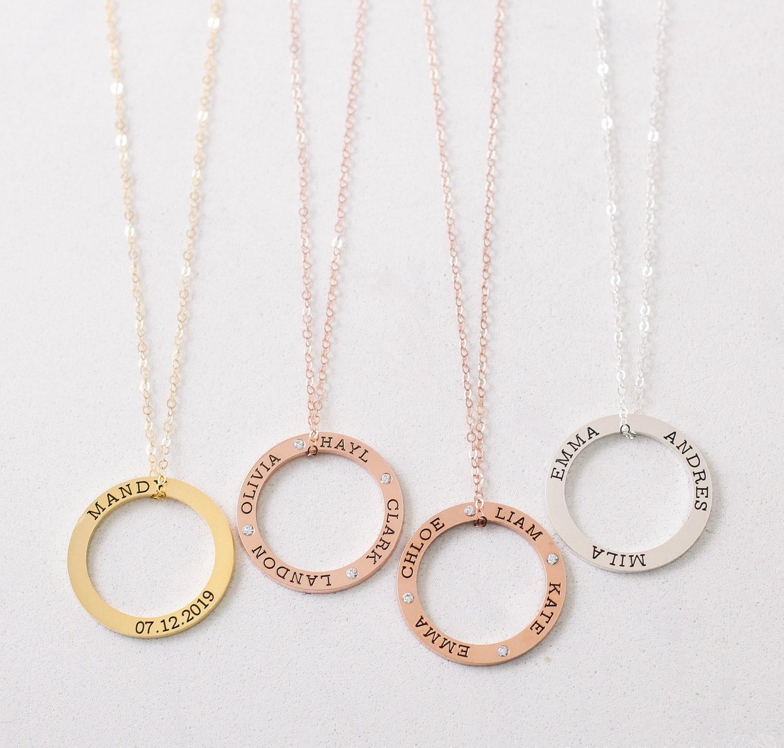 Custom Family Circle Necklace for Mom