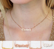 Dainty Old English Name Necklace