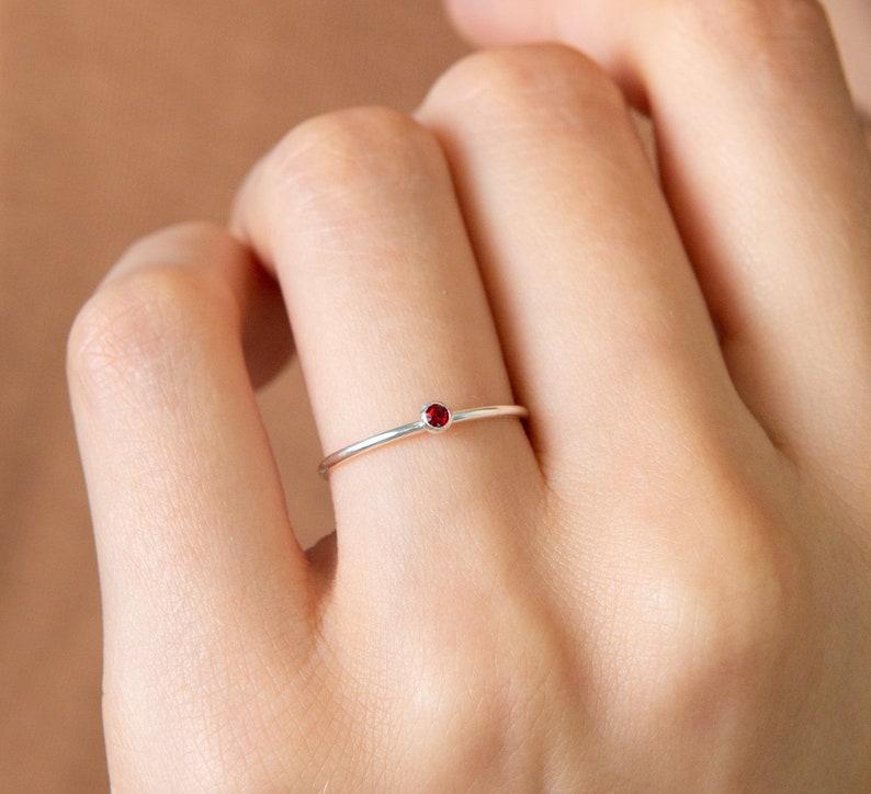 Minimalist Sterling Silver Birthstone Ring