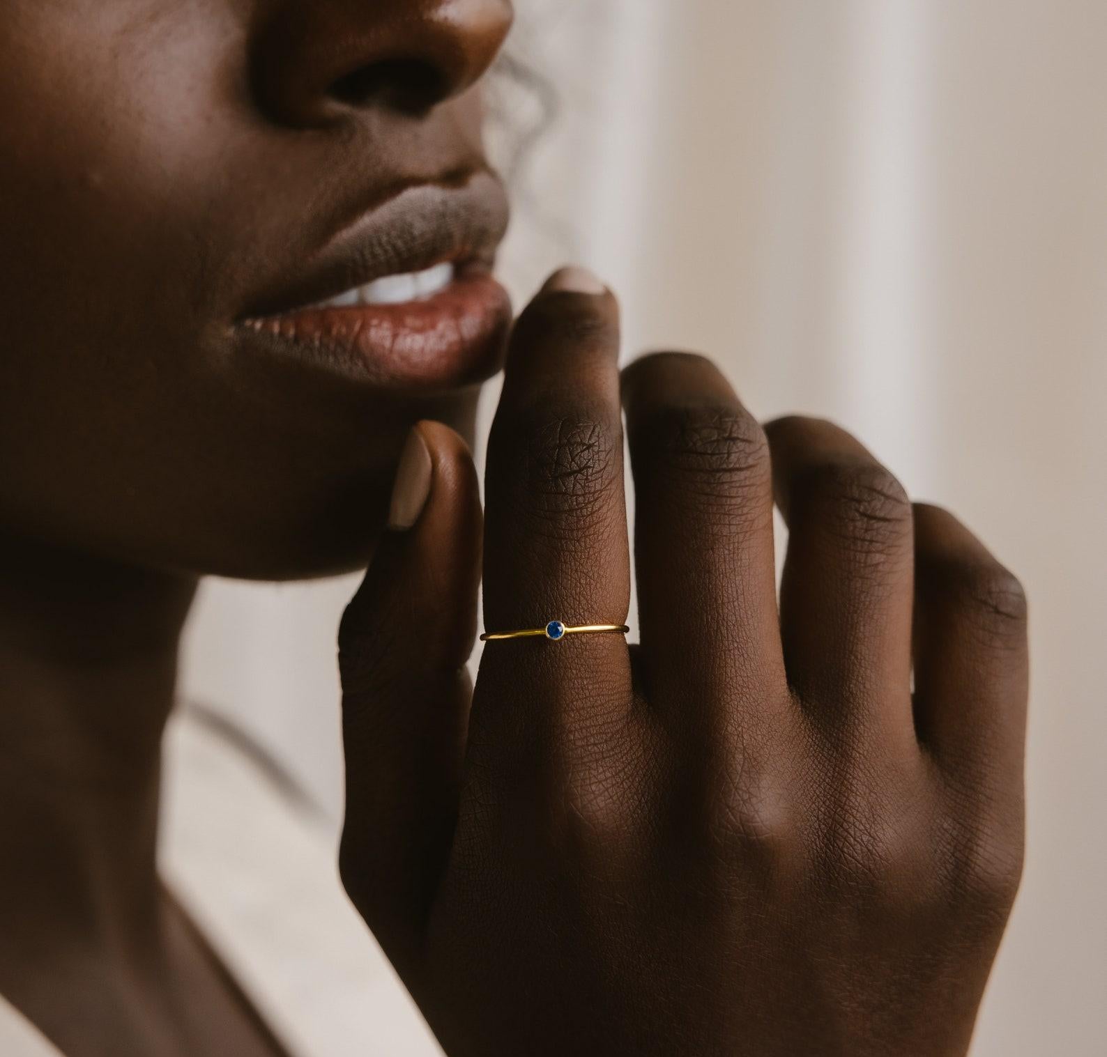 Minimalist Sterling Silver Birthstone Ring