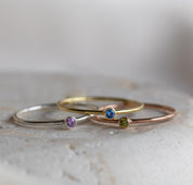 Minimalist Sterling Silver Birthstone Ring