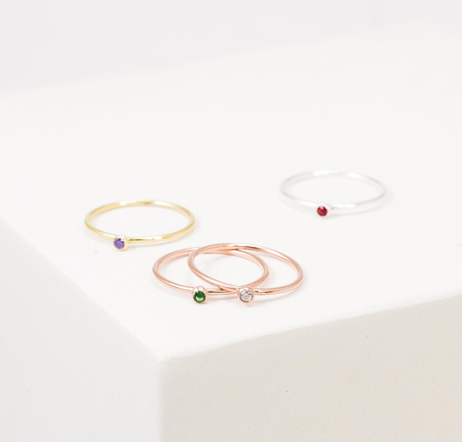 Minimalist Sterling Silver Birthstone Ring