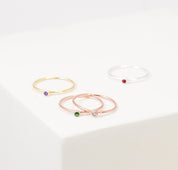 Minimalist Birthstone Sterling Silver Ring