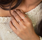 Sterling Silver Initial Birthstone Ring