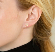 Minimalist Initial Earrings in Sterling Silver Gold Rose Gold