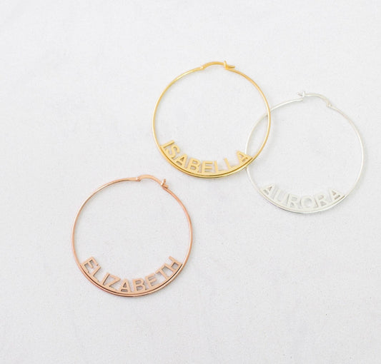 Personalized Large Sterling Silver Hoops