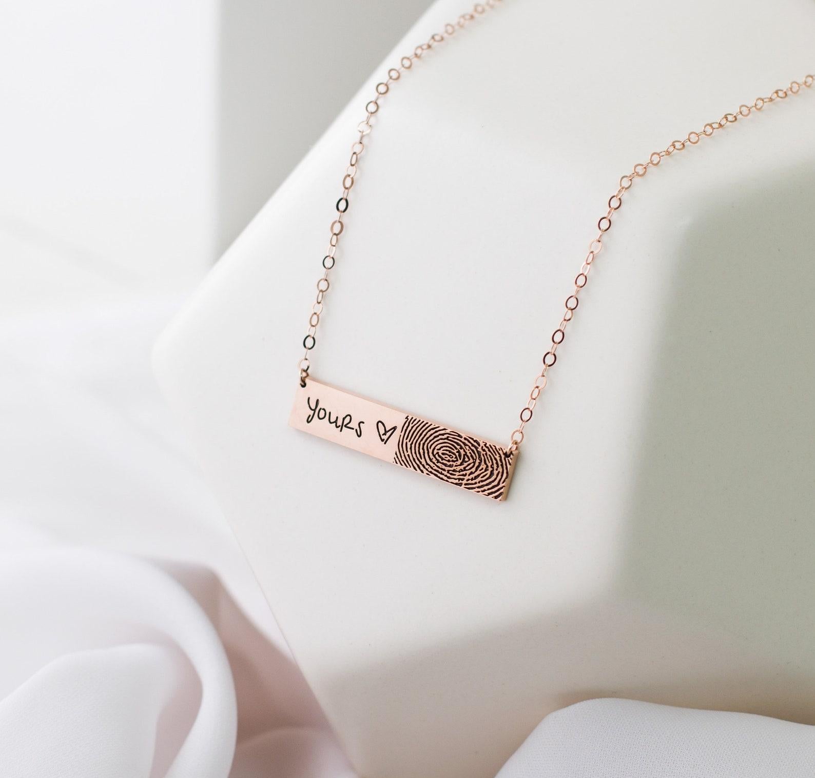 Fingerprint Necklace in Silver Gold Rose Gold