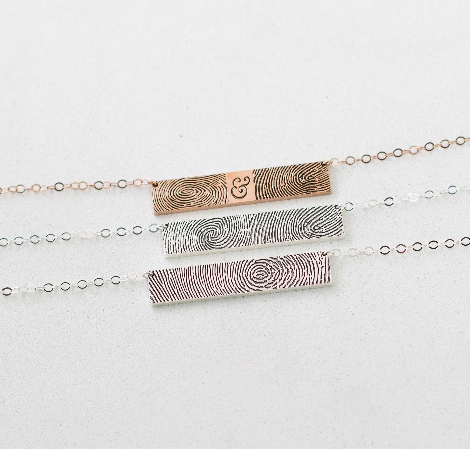 Fingerprint Necklace in Silver Gold Rose Gold